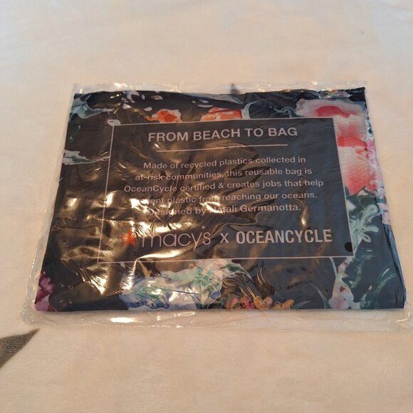 MACY'S‎ Reusable Shopping Tote Bag "From Beach to Bag" Oceancycle, Floral New! - Picture 7 of 7